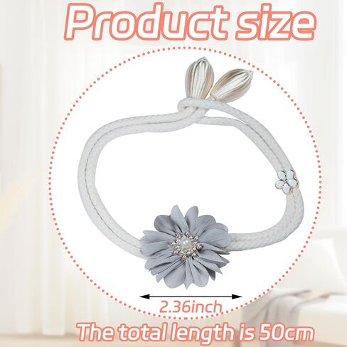 Flower Curtain Tiebacks, 2 Pcs Cute Hand-Woven Curtain Holdbacks Boho Farmhouse Style for Home Decor, Office, Hotel, Outdoor (Gray) in Saudi Arabia