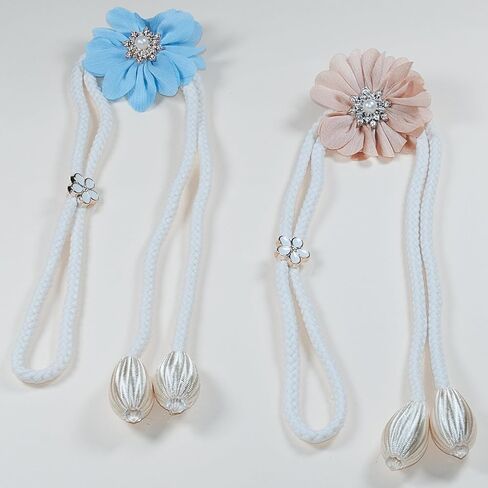 Flower Curtain Tiebacks, 2 Pcs Cute Hand-Woven Curtain Holdbacks Boho Farmhouse Style for Home Decor, Office, Hotel, Outdoor (Gray) in Saudi Arabia
