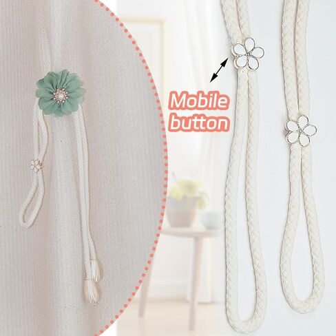 Flower Curtain Tiebacks, 2 Pcs Cute Hand-Woven Curtain Holdbacks Boho Farmhouse Style for Home Decor, Office, Hotel, Outdoor (Gray) in Saudi Arabia