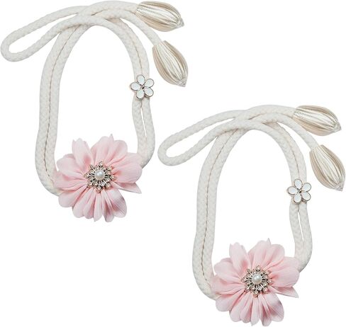 Flower Curtain Tiebacks, 2 Pcs Cute Hand-Woven Curtain Holdbacks Boho Farmhouse Style for Home Decor, Office, Hotel, Outdoor (Gray) in Saudi Arabia
