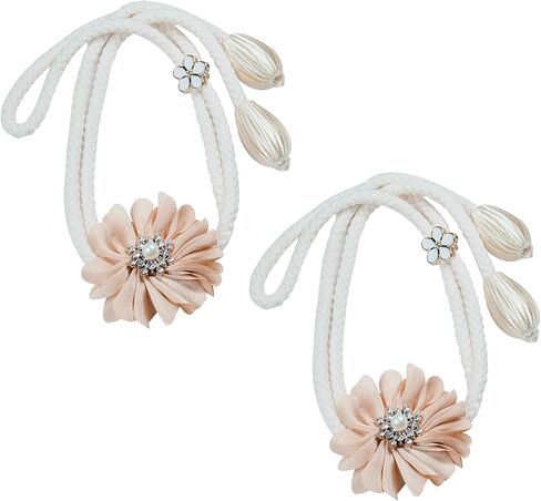 Flower Curtain Tiebacks, 2 Pcs Cute Hand-Woven Curtain Holdbacks Boho Farmhouse Style for Home Decor, Office, Hotel, Outdoor (Gray) in Saudi Arabia