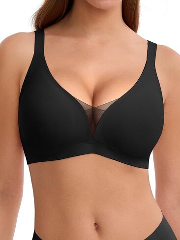LUCKMEEY Bras for Women No Underwire Deep V Wireless Bra Push Up Seamless Bras Full Coverage Bralettes Everyday Bra in Kuwait