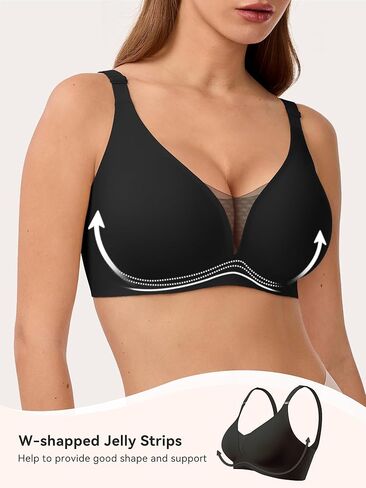 LUCKMEEY Bras for Women No Underwire Deep V Wireless Bra Push Up Seamless Bras Full Coverage Bralettes Everyday Bra in Kuwait