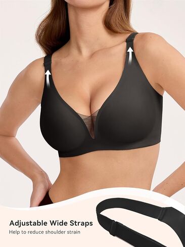 LUCKMEEY Bras for Women No Underwire Deep V Wireless Bra Push Up Seamless Bras Full Coverage Bralettes Everyday Bra in Kuwait