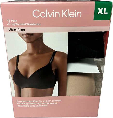 Calvin Klein Microfiber 2 Pack Lightly Lined Wireless Bra XL Black/Cedar in Saudi Arabia