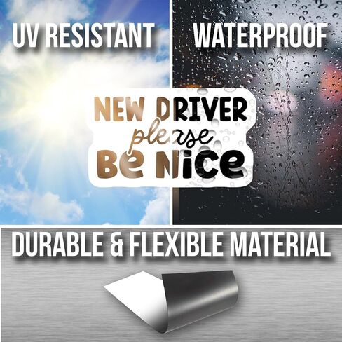 New Driver Please be Nice Magnet - Car Magnet for New Driver - Funny New Driver Car Magnet - New Driver Gift - Car Sign Magnet - Car Magnet - AAMT0401 in Kuwait