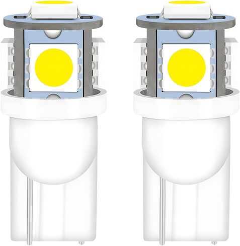 194 LED Light Bulbs, 5SMD 5050 Chips Tag Lights, 12V 6000K White Wedge Base Bulb, 168 T10 2825 LED Replacement Bulbs for Car Interior Dome Map Door Courtesy License Plate Lights Lamp (2PCS) in Kuwait