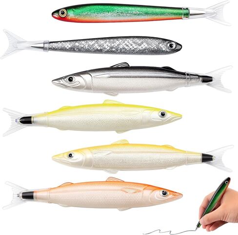 6 Pcs Cute Fish Pens, Unique Fish Shape Novelty Ballpoint Pens with Blue Ink, Creative Ocean Themed Writing Pens for School, Office, Gifts (Assorted Colors) in Kuwait