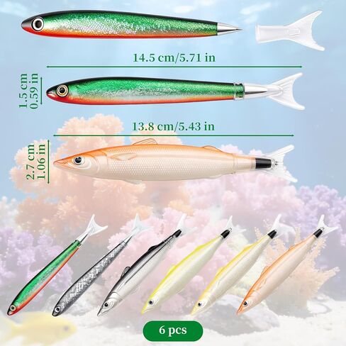 6 Pcs Cute Fish Pens, Unique Fish Shape Novelty Ballpoint Pens with Blue Ink, Creative Ocean Themed Writing Pens for School, Office, Gifts (Assorted Colors) in Kuwait
