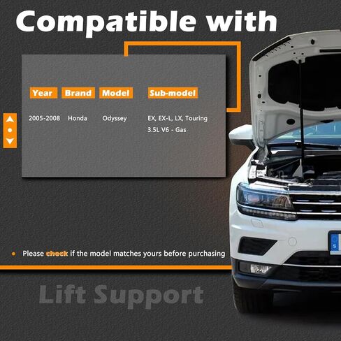2 جهاز كمبيوتر شخصى 28.58 بوصة يدعم دعامات رفع صندوق السيارة متوافق مع Honda 05-10 Odyssey مع باب خلفي كهربائي للصدمات وأسطوانة الغاز الربيعية الخلفية لفتحة الباب الخلفي يحل محل 74820SHJA01 in Saudi Arabia