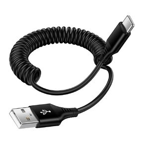 كابل USB A إلى USB C قابل للسحب 3FT لهاتف iPhone 15/15 Pro/15 Pro Max/15 Plus، سلك شاحن سيارة سريع الشحن ملفوف تلقائي من النوع C لهاتف Samsung Galaxy S24 Ultra A15 5G A14 A54 S23 FE S22، Pixel 8 Pro 8 7a