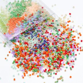 8400Pcs Glass Seed Beads Kit,10/0, 2mm, Tiny Beads, Small Waist Craft Beads with Elastic String for Jewelry Making Supplies DIY Bracelet Necklaces Crafting (Ramdom 12 Colors)
