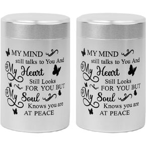 Small Urns for Ashes - Set of 2，2.7 Inch Aluminium Mini Urn Ashes, Cremation Urns for Ashes, Ashes Holder, Black Small Keepsake Urns-My Mind Still Talks to You