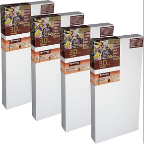 MASTERPIECE Z4DS-1421 3D Pro 2.5" Deep Sausalito Heavy Weight and Texture 14 oz Cotton Stretched Canvas 14" x 21" White 4 Pack