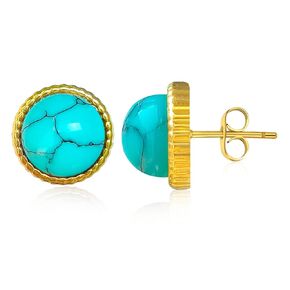 8mm Handmade Genuine Malachite Stone Stud Post Earrings,Hypoallergenic Studs Earrings Jewelry Gifts for Women Girls,Retro Dainty 18K Gold Plated Earrings,Round Natural Gemstone Stud for her