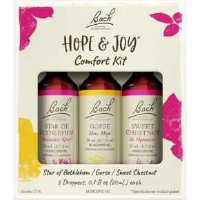 Bach Original Flower Remedies, Hope and Joy Kit, For Comfort and Optimism, Natural Homeopathic Flower Essence, Holistic Wellness, Vegan, 3 x 20mL Droppers