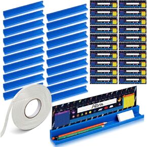 Classroom Desk Name Plates Holder Set Index Cards Storage Classroom Name Tags Kids Desk Accessories Desktop Helper Prop and Park Station Tray Desk Organizer Water (10 + 10 Pcs)
