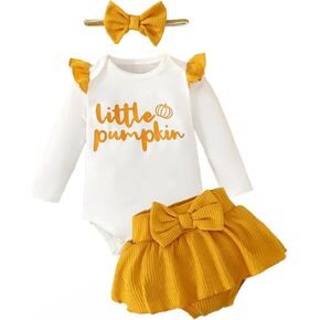 عيد ميلاد القرش طفلة أول عيد الشكر الزي الرضع فتاة الشكر ملابس فتاة صغيرة تنورة اليقطين مجموعة in Kuwait