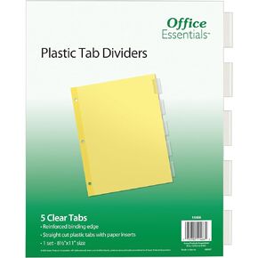 Insertable Dividers, 8-1/2"x11", 5 Tab, Clear Tab, Buff Paper, 1 Set (11466)