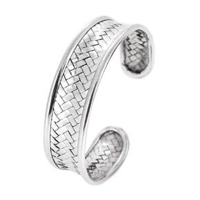 Women's Silver Bangle Bracelet - Fabulous 925 Sterling Silver Woven Cuff Bangle Bracelet for Women