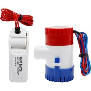 Boat Bilge Water Pump, 12V 1100 GPH Electric Marine Bilge Pump & Automatic Boat Bilge Pump Float Switch 12V 24V 32V for Boats