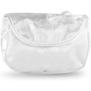Dijkoo First Communion White Satin Embroidered Purse with Shoulder Strap, 7 1/2 Inch