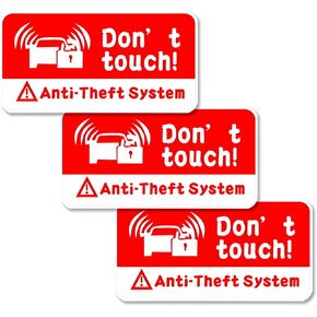 3PCS 1.6 x 3.2 Inch Warning GPS Alarm System Car Stickers, Anti-Theft Waterproof Self Adhesive Vinyl Vehicle Windows Door Cling Safety Warning Decals, Universal for SUV Truck Van (Red/Black)