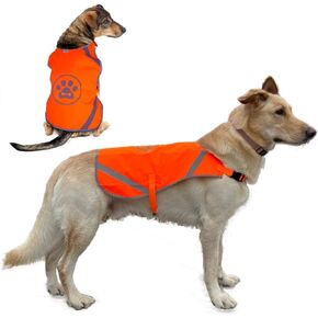 Reflective Dog Vest,Orange Dog Safety Vest for Hunting,Reflective Dog Dress for Night Walking,Reflective Dress for Dogs Pets (M)