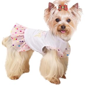 Dog Clothes Girl Dress Small Dogs Puppy Dresses Pet Shirt Female Yorkie Chihuahua Cat Sequin Tulle Birthday Party Lace Costume Tutu Skirt Apparel Outfit (Pink,M)