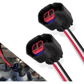 Miytsya 1 PC Car Fuel Injector Connector, EV6 EV14 Connector Harness Plug Replacement, Standard Motor Product Injector Wire Pigtail Plug, Universal for Most Cars Fuel Injector Adapters (Black)