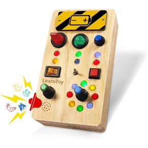 Montessori Toddler Busy Board for 3+ Years Old - Baby Wooden Sensory Toy with LED Lights Switches & Trumpet - Travel Toy