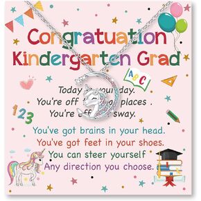 Kindergarten Graduation Gifts for Girls, Preschool Graduation Gift with Unicorn Necklace and Graduation Greeting Cards and Box for Kindergartener Girls