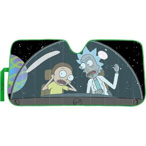 Plasticolor 003955W01 Warner Bros. Rick and Morty Accordion Sunshade, Silver