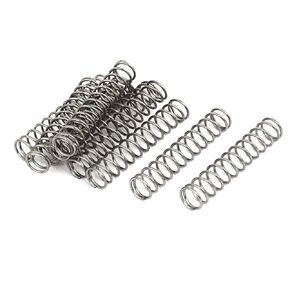 uxcell Compression Spring,304 Stainless Steel,8mm OD,0.8mm Wire Size,40mm Free Length,Silver Tone,10Pcs