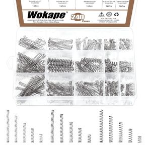 240Pcs 15 Sizes Compression Springs Assortment Kit, Mini Stainless Steel Extension Springs for Shop and Home Repairs, 0.39" to 2" Length, 0.31" to 0.37" OD, 10mm - 51mm Length, 8-9.5mm OD