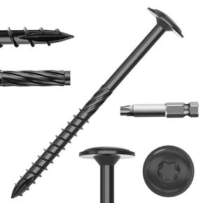 #14×3 Inch Outdoor Wood Screws,100pcs T30 Star Drive Deck Screws Timber Screws, Lag Screws, Fence Screws, Rust Resistant Black Ceramic Coating, Torx Bit Included
