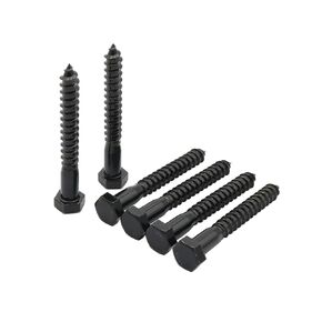 LBY 7pcs 3/8" x 3" Lag Screws, Hex Head Lag Screws Bolts, Wood Screws, 304 Stainless Steel, (Black)