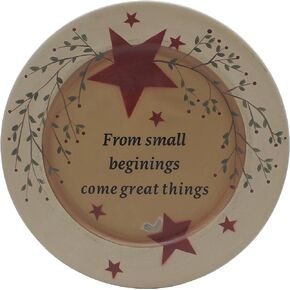 CVHOMEDECO. Primitives Vintage “from Small Beginings, Come Great Things" Wood Decorative Plate Round Display Wooden Plate Home Décor Art, 13-1/4 Inch