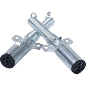Trailer-Side 7 pin Trailer Plug,7 Pin Round Trailer-Side Wiring Harness Connector Socket with Spring for Semi Truck（1 pcs in Kuwait