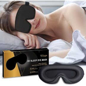 Sleep Mask for Women Men,100% Light Blocking 3D Sleeping Eye Mask,Non Pressure Eye Mask for Sleeping,Soft Breathable Night Blindfold Eye Covers for Travel,Nap,Total Blackout Eye Mask for Side Sleeper