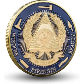 عملات ماسونية مطلية بالذهب عملة تحدي الماسونية مع حافظة شفافة in Kuwait