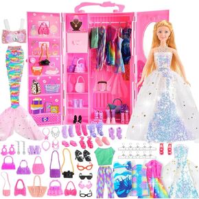 Gifts for 3-12 Year Old Girls, Barbi Closet Girl Toys Age 4-12 with Doll Clothes and Accessories Mermaid Doll for Girls 6-12 Dress up Doll Toys for 3 4 5 6 7 8 9 10 Year Old Girl Birthday Gift