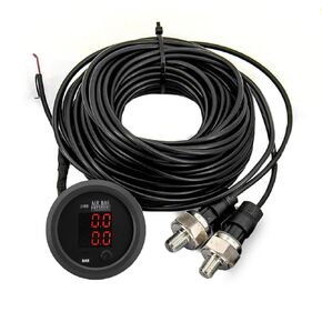 Dual Display Pressure Air Pressure Gauge 290 PSI Air Pressure Gauge Kit- for Air Ride Suspension Systems -2Inch 0-290PSI with 2Pcs 1/8NPT Sensors Blue Display for Car & Truck