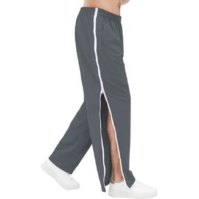 Mens Post Surgery Tearway Pants 2 Side Zippers Basketball Pants Sweatpants