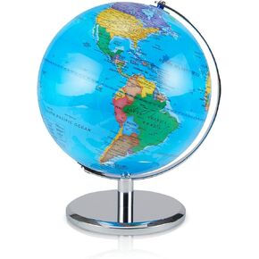 Illuminated Globe of the World with Stand – Rotating World Globe for Kids & Adults – Light Up Earth Lamp and Nightlight for Children – Educational Tool for Learning at Home & School (Blue - Small)
