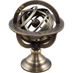 بحري خمر النحاس اليدوية Armillary العتيقة المجال العالم منقوشة الكرة الأرضية السماوية، القراصنة العتيقة ديكور السفينة (4.4 "X3.2"، النحاس) in Kuwait