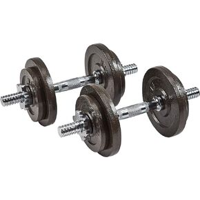 Signature Fitness Contoured Handle Cast Iron Adjustable Dumbbell Weight Set,Gray