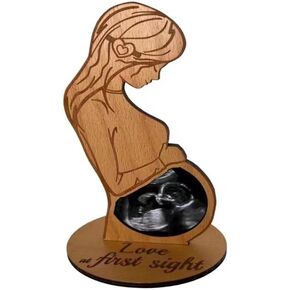 Baby Ultrasound Photo Frame Best Gift for Expecting Mom Pregnancy Announcements Gift for Pregnant Friend Pregnant Wife Gifts From Husband Pregnancy Gifts for First Time Moms(Natural Wood-7.87''*4.72''