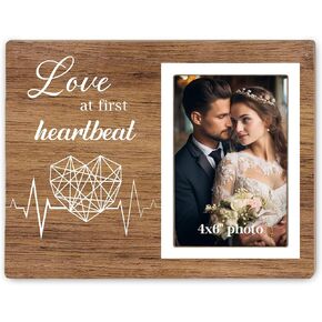New Mom Gifts, Pregnancy Announcements Baby Ultrasound Picture Frame, Baby Gender Reveal Gifts, Love at First Heartbeat Sonogram Photo Frame, Baby Shower First Time Mom Gifts, Photo 4x6Inch12P122