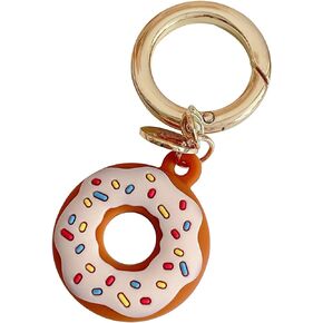 HSYHERE Creative Beautiful Donut Protection Case for AirTag, Men Women Lightweight Soft TPU Silicone Rubber Anti-Lost Finder Tracker Locator AirTags Case Cover Car Keychain Key Ring Key Chain -Brown